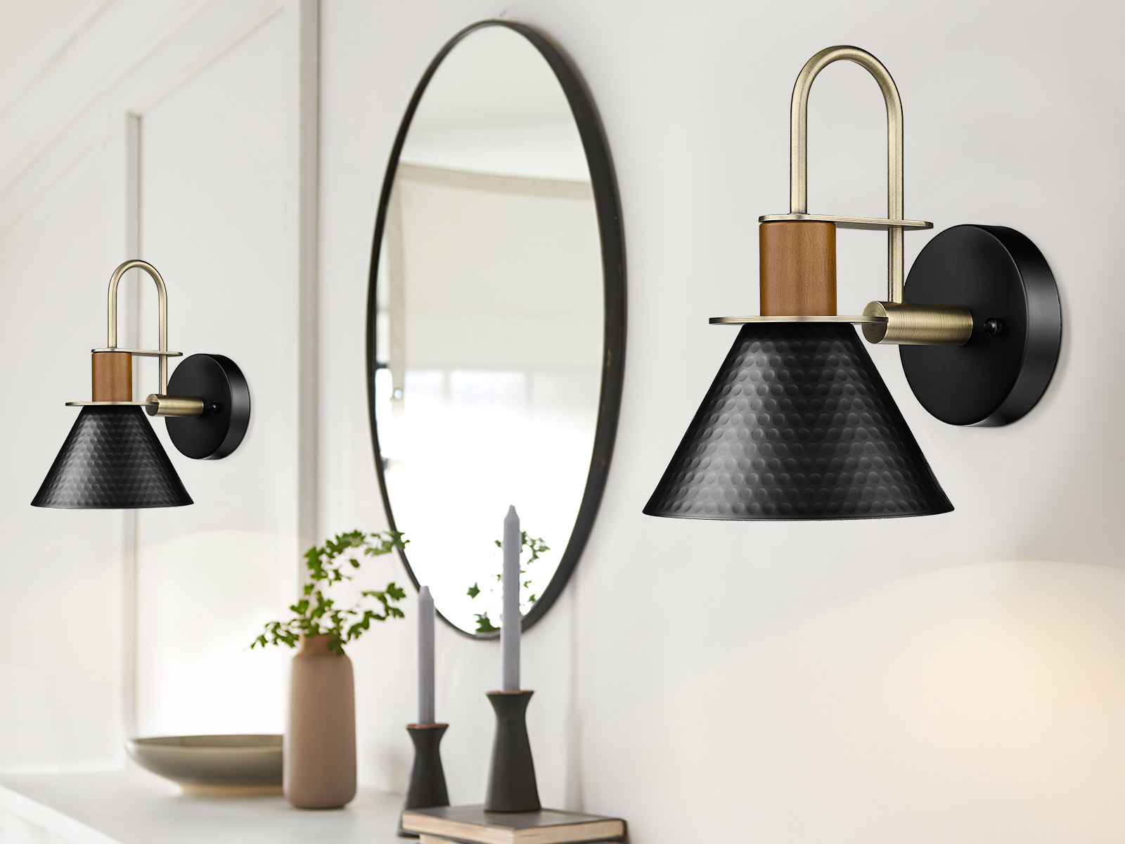 Black Wall Sconce, HWH Industrial Indoor Wall Light Fixture